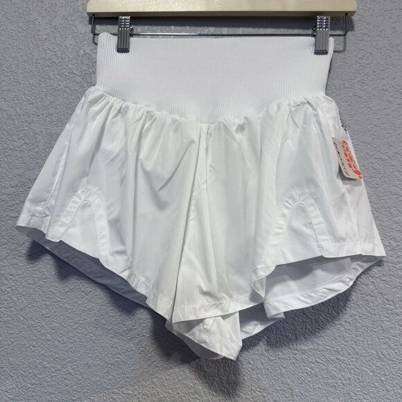 Free People Carpe Diem White Athletic Running Shorts Size Medium Relaxed Fit New - Picture 2 of 9
